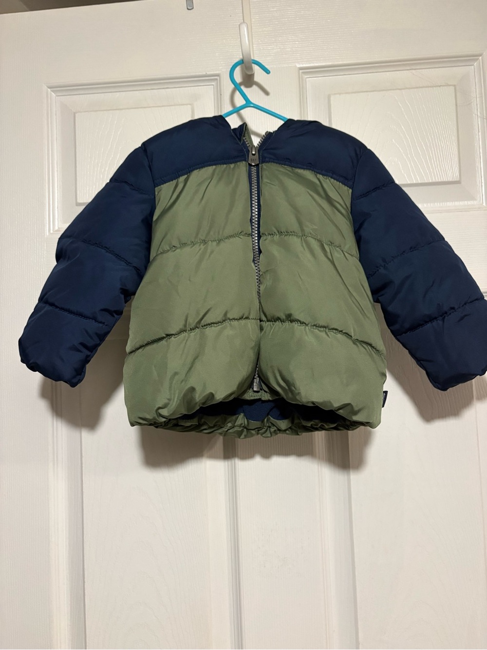 GAP Olive Green and Navy Two-Tone Puffer Jacket